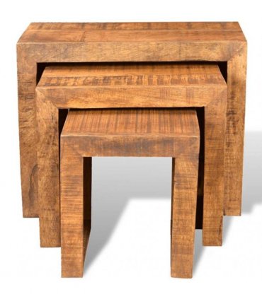 vidaXL Nesting Table Set 3 Pieces Solid Mango Wood