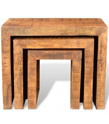 vidaXL Nesting Table Set 3 Pieces Solid Mango Wood