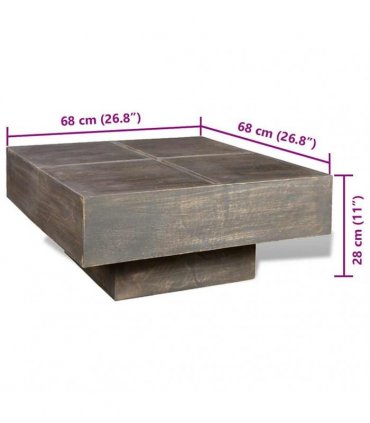 vidaXL Coffee Table Dark Brown Square Solid Mango Wood