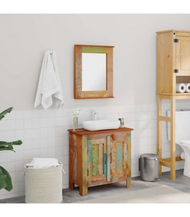Reclaimed Solid Wood Bathroom Vanity Cabinet Set with Mirror
