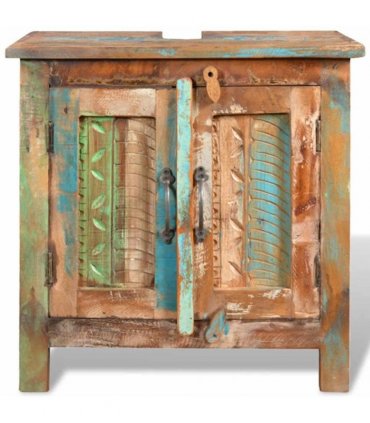 Reclaimed Solid Wood Bathroom Vanity Cabinet Set with Mirror