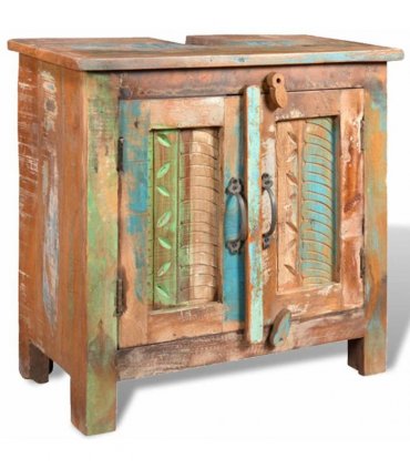 Reclaimed Solid Wood Bathroom Vanity Cabinet Set with Mirror