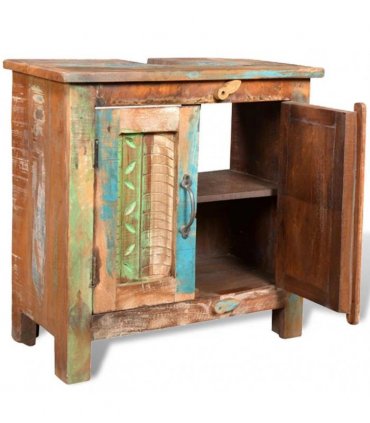 Reclaimed Solid Wood Bathroom Vanity Cabinet Set with Mirror