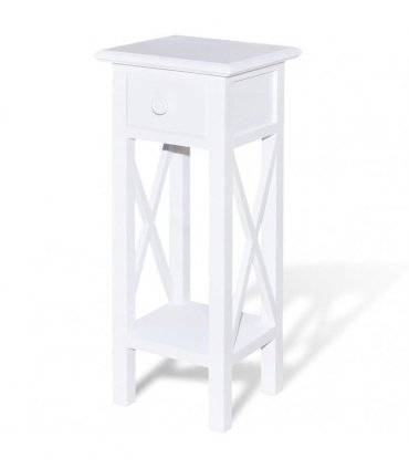 vidaXL Side Table with Drawer White