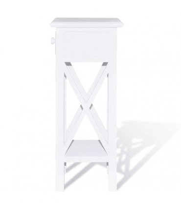 vidaXL Side Table with Drawer White