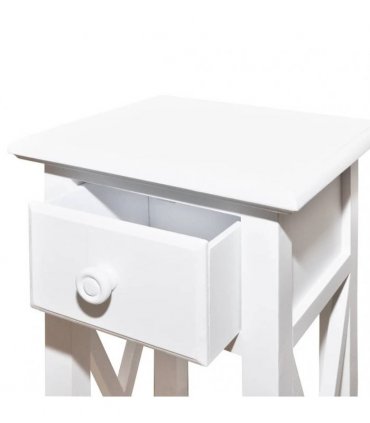 vidaXL Side Table with Drawer White