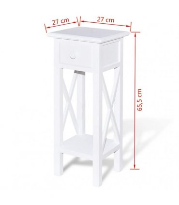 vidaXL Side Table with Drawer White