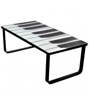 vidaXL Coffee Table with Piano Printing Glass Top