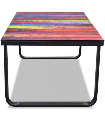 vidaXL Coffee Table with Rainbow Printing Glass Top