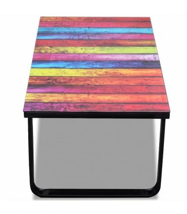 vidaXL Coffee Table with Rainbow Printing Glass Top