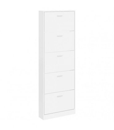 White Wooden Shoe Cabinet with 5 Compartments