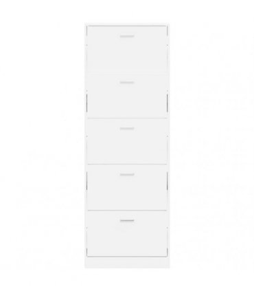 White Wooden Shoe Cabinet with 5 Compartments