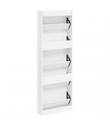 White Wooden Shoe Cabinet with 5 Compartments