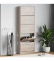 Oak Look Wooden Shoe Cabinet with 5 Compartments