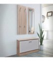 Oak and White 3-in-1 Wooden Shoe Cabinet Set