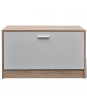 Oak and White 3-in-1 Wooden Shoe Cabinet Set