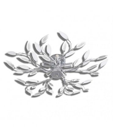 Transparent & White Ceiling Lamp with Acrylic Crystal Leaf Arms for 5 E14 Bulbs