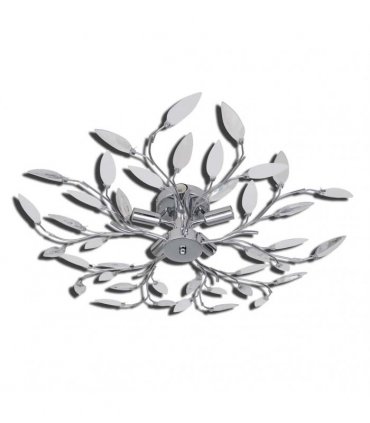 Transparent & White Ceiling Lamp with Acrylic Crystal Leaf Arms for 5 E14 Bulbs