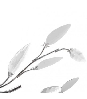 Transparent & White Ceiling Lamp with Acrylic Crystal Leaf Arms for 5 E14 Bulbs