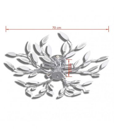 Transparent & White Ceiling Lamp with Acrylic Crystal Leaf Arms for 5 E14 Bulbs