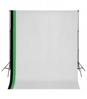 vidaXL Photo Studio Kit with 3 Cotton Backdrops Adjustable Frame 3x3 m