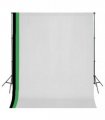 vidaXL Photo Studio Kit with 3 Cotton Backdrops Adjustable Frame 3x3 m