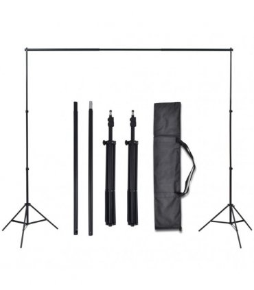 vidaXL Photo Studio Kit with 3 Cotton Backdrops Adjustable Frame 3x3 m