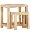 vidaXL 2 Piece Hand-painted Side Table Set Solid Mango Wood