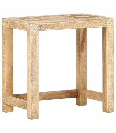 vidaXL 2 Piece Hand-painted Side Table Set Solid Mango Wood