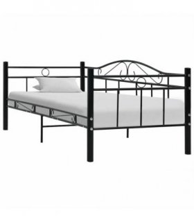 vidaXL Daybed Frame without Mattress Black Metal 90x200cm