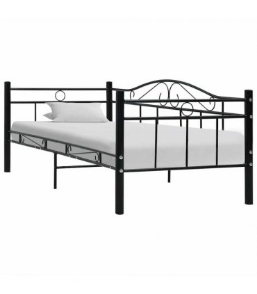 vidaXL Daybed Frame without Mattress Black Metal 90x200cm