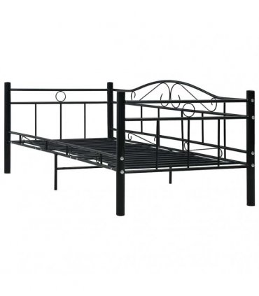 vidaXL Daybed Frame without Mattress Black Metal 90x200cm