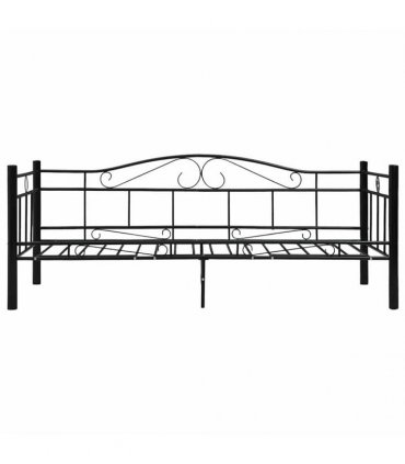 vidaXL Daybed Frame without Mattress Black Metal 90x200cm