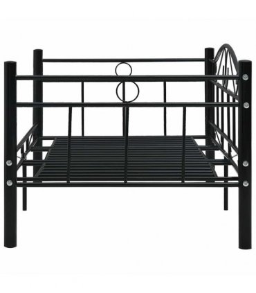 vidaXL Daybed Frame without Mattress Black Metal 90x200cm