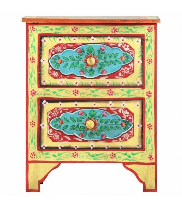 vidaXL Hand Painted Bedside Cabinet 40x30x50 cm Solid Mango Wood