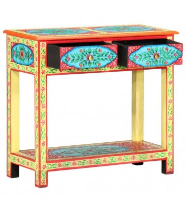 vidaXL Hand Painted Console Table 80x35x75 cm Solid Mango Wood