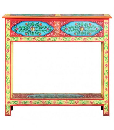 vidaXL Hand Painted Console Table 80x35x75 cm Solid Mango Wood