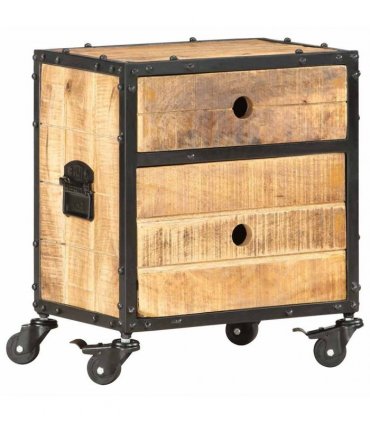 vidaXL Bedside Cabinet 40x30x50 cm Rough Mango Wood