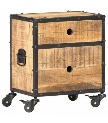 vidaXL Bedside Cabinet 40x30x50 cm Rough Mango Wood