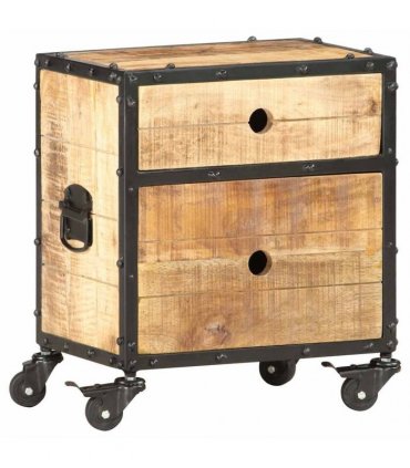 vidaXL Bedside Cabinet 40x30x50 cm Rough Mango Wood