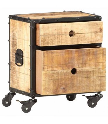 vidaXL Bedside Cabinet 40x30x50 cm Rough Mango Wood