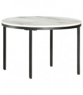 vidaXL Coffee Table White and Black Ø65 cm Real Solid Marble