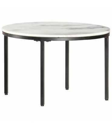 vidaXL Coffee Table White and Black Ø65 cm Real Solid Marble