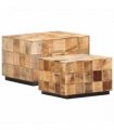 vidaXL Coffee Tables 2 pcs with Block Design Rough Mango Wood