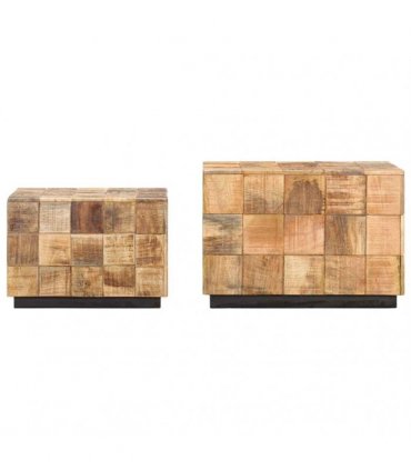 vidaXL Coffee Tables 2 pcs with Block Design Rough Mango Wood