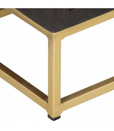 vidaXL Drawer Cabinet Black and Gold 45x30x105 cm Solid Mango Wood
