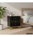 vidaXL Bedside Cabinet Black and Gold 40x30x50 cm Solid Mango Wood