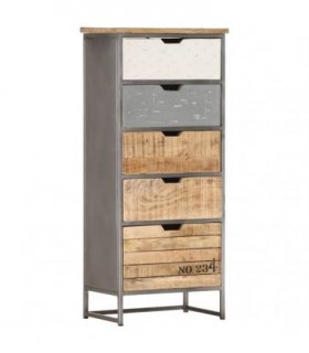 vidaXL Drawer Cabinet 45x30x105 cm Solid Mango Wood