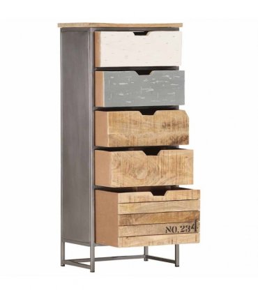 vidaXL Drawer Cabinet 45x30x105 cm Solid Mango Wood