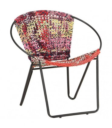 vidaXL Circle Chair Multicolours Chindi Fabric